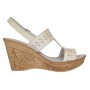 Sandale dama din piele naturala lac, culoare bej, platforme de 8 cm  - S46BEJLAC8